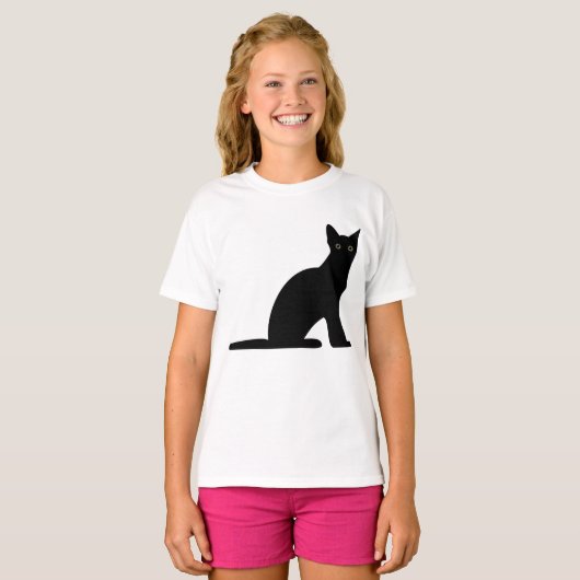 Cat Silhouette Girls T - Shirt (Vorne ganz)