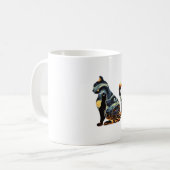 Cat Silhouette Halloween Van Gogh Starry Night Bla Kaffeetasse (Vorderseite Links)