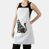 Cat Silhouette Halloween Van Gogh Starry Night Bla Schürze (InSitu)