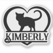 Cat Silhouette Heart Split Monogram Aufkleber (Vorderseite)