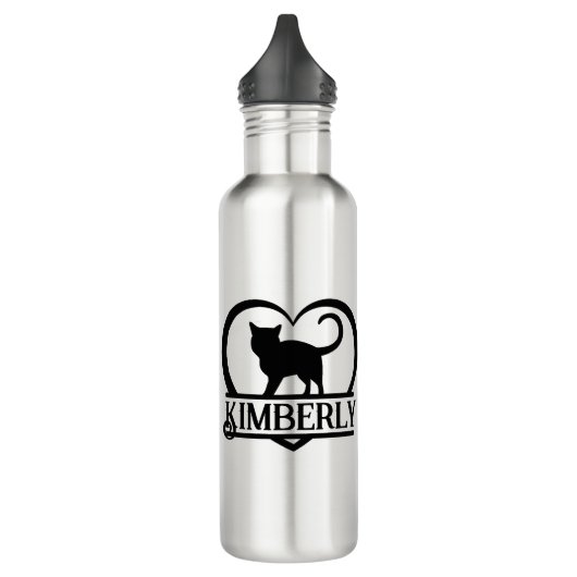 Cat Silhouette Heart Split Monogram Edelstahlflasche (Links)