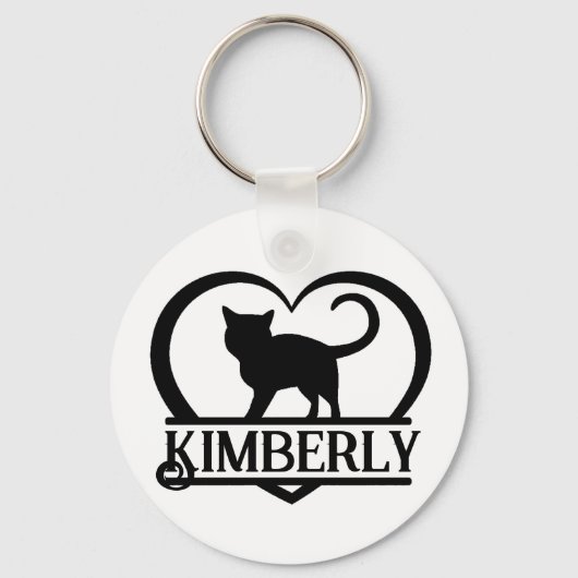 Cat Silhouette Heart Split Monogram Schlüsselanhänger (Vorderseite)