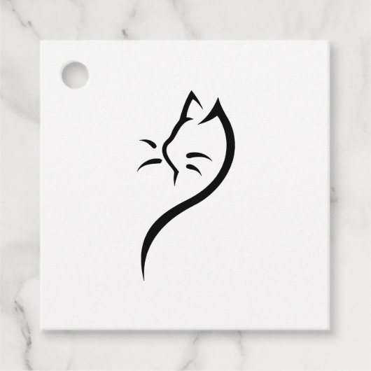 Cat Silhouette Kontur Geschenkanhänger (Vorderseite)