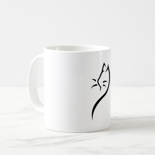 Cat Silhouette Kontur Kaffeetasse (Vorderseite Links)