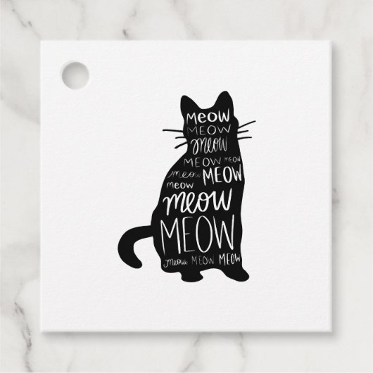 Cat Silhouette Meow Geschenkanhänger (Vorderseite)