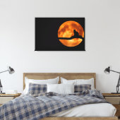 Cat Silhouette Moonlight Canvas Print Leinwanddruck (Insitu (Schlafzimmer))