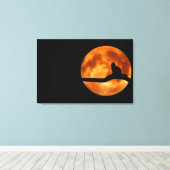 Cat Silhouette Moonlight Canvas Print Leinwanddruck (Insitu (Holzboden))