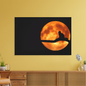 Cat Silhouette Moonlight Canvas Print Leinwanddruck (Insitu (Wohnzimmer))