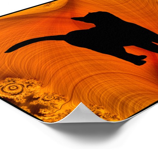 Cat Silhouette on Fractals portfolio size poster (Ecke)