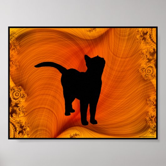 Cat Silhouette on Fractals portfolio size poster (Vorne)