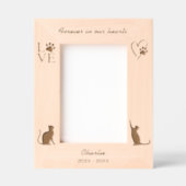 Cat Silhouette Pawprint Memorial Geätzte Rahmen (Vorderseite)