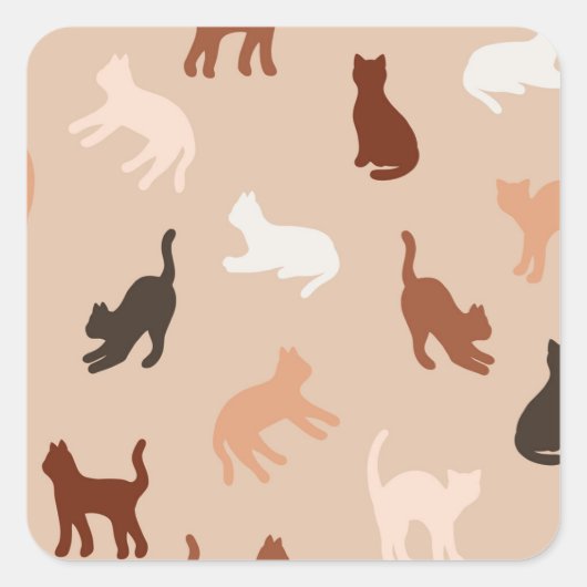 Cat-Silhouette Quadratischer Aufkleber (Vorderseite)