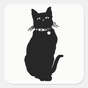 Cat Silhouette Quadratischer Aufkleber