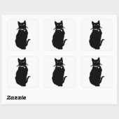 Cat Silhouette Quadratischer Aufkleber (Blatt)