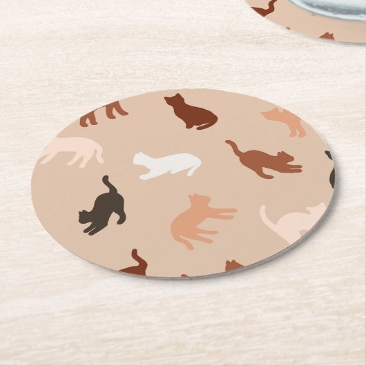 Cat-Silhouette Runder Pappuntersetzer (Angewinkelt)