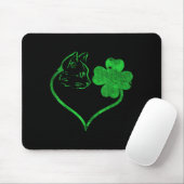 Cat Silhouette Shamrock St Patricks Day Kitten Lov Mousepad (Mit Mouse)