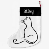 Cat silhouette single line simple black and white kleiner weihnachtsstrumpf (Rückseite)