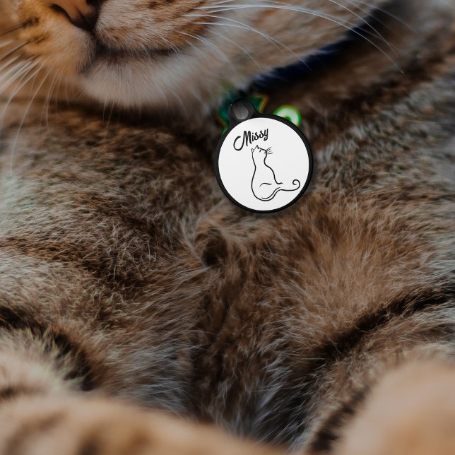Cat Silhouette Single Zeile schwarz-weiß Haustiermarke (Von Creator hochgeladen)