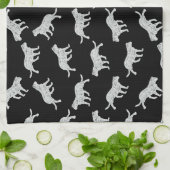 Cat Silhouetten Design Retro Kitchen Art Schwarz Geschirrtuch (Gefaltet)