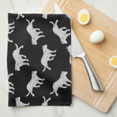 Cat Silhouetten Design Retro Kitchen Art Schwarz Geschirrtuch (Viertel Falte)