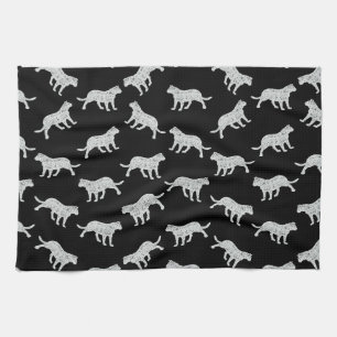 Cat Silhouetten Design Retro Kitchen Art Schwarz Geschirrtuch