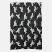 Cat Silhouetten Design Retro Kitchen Art Schwarz Geschirrtuch (Vertikal)