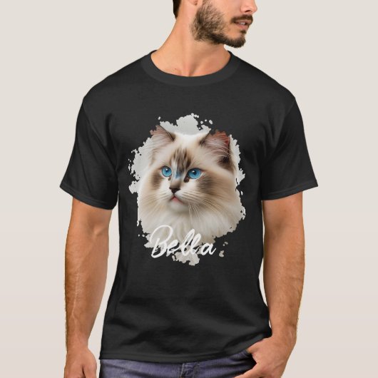 Cat Simple Modern Cool Typografy Name and Foto T-Shirt (Vorderseite)