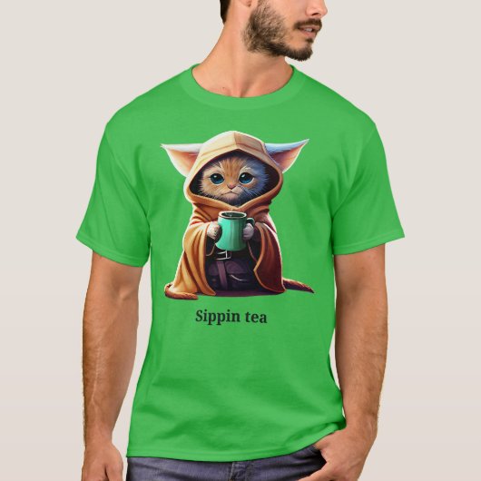 Cat Sippin Tea T-Shirt (Vorderseite)