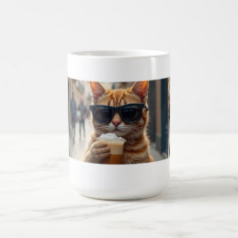 Cat Sipping Coffee On A Street Kaffeetasse