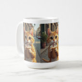 Cat Sipping Coffee On A Street Kaffeetasse (Vorderseite Links)