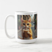 Cat Sipping Coffee On A Street Kaffeetasse (Links)