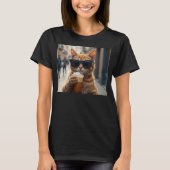 Cat Sipping Coffee On A Street T-Shirt (Vorderseite)