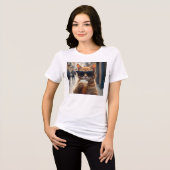 Cat Sipping Coffee On A Street Tri-Blend Shirt (Vorderseite voll)