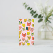 Cat Sitter Niedliche farbenfrohe lustige Kätzchen Visitenkarte (Stehend Vorderseite)