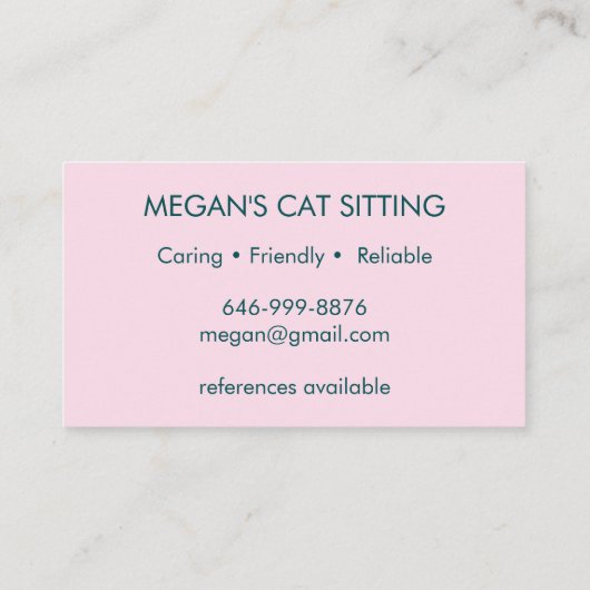 Cat Sitter Niedliche farbenfrohe lustige Kätzchen Visitenkarte (Rückseite)