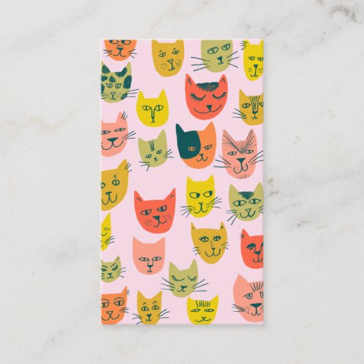 Cat Sitter Niedliche farbenfrohe lustige Kätzchen Visitenkarte (Vorderseite)