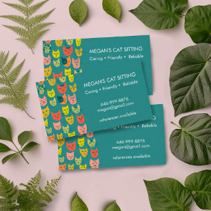 Cat Sitter Niedliche farbenfrohe lustige Kätzchen  Visitenkarte