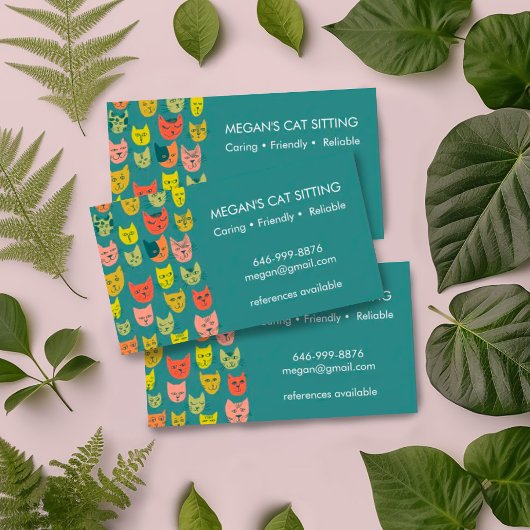 Cat Sitter Niedliche farbenfrohe lustige Kätzchen Visitenkarte