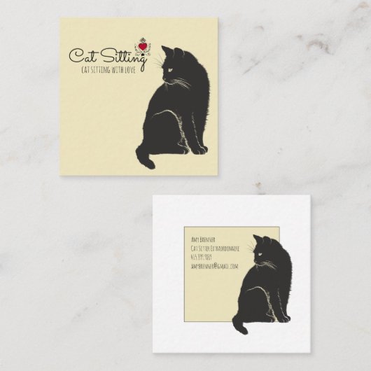 Cat Sitter Quadratische Visitenkarte (Vorne/Hinten)