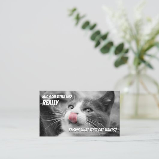 Cat Sitters lustige Cat Care Haustier Pflegedienst Visitenkarte (Stehend Vorderseite)