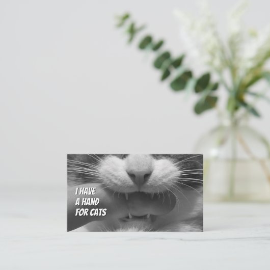 Cat Sitters lustige Cat Care Haustier Pflegedienst Visitenkarte (Stehend Vorderseite)