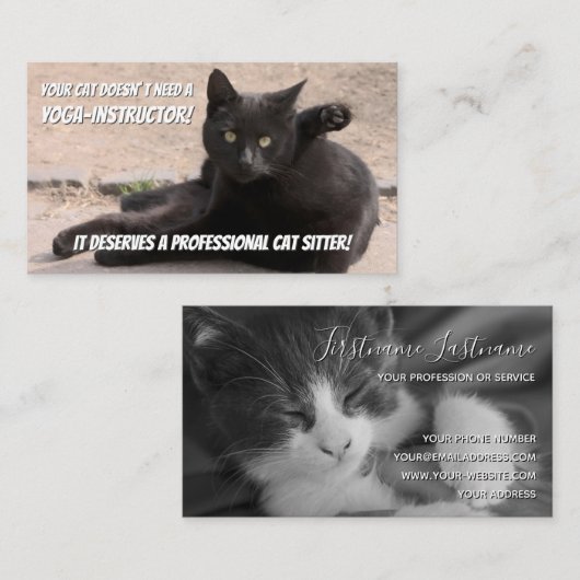 Cat Sitters lustige Haustierbetreuung für Katzen Visitenkarte (Vorne/Hinten)