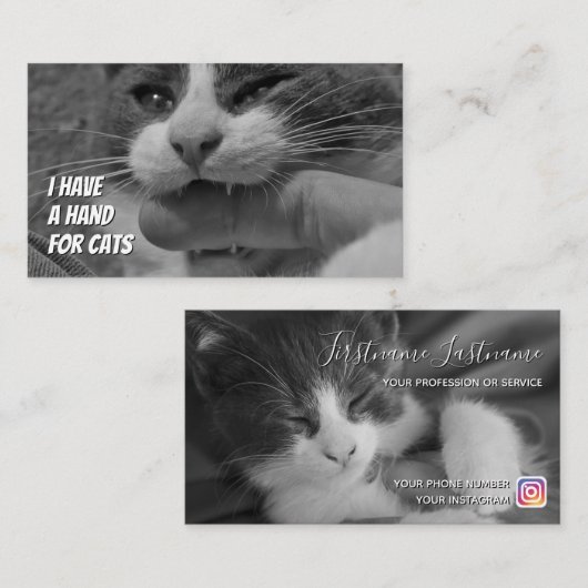 Cat Sitters lustige Haustierbetreuung für Katzen Visitenkarte (Vorne/Hinten)