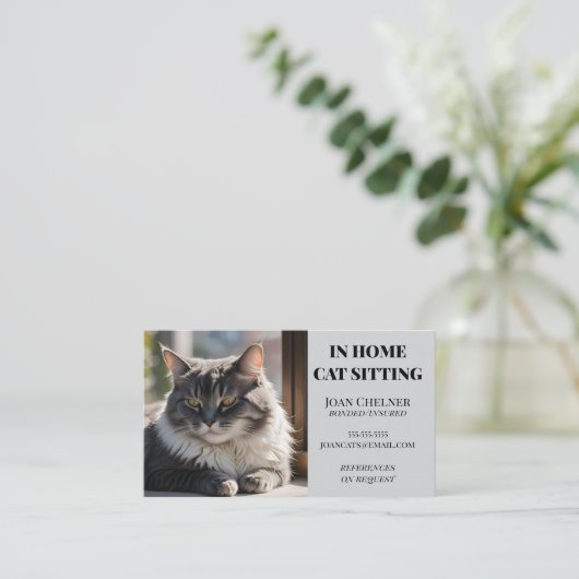Cat Sitting Cat Care and Services Visitenkarte (Stehend Vorderseite)