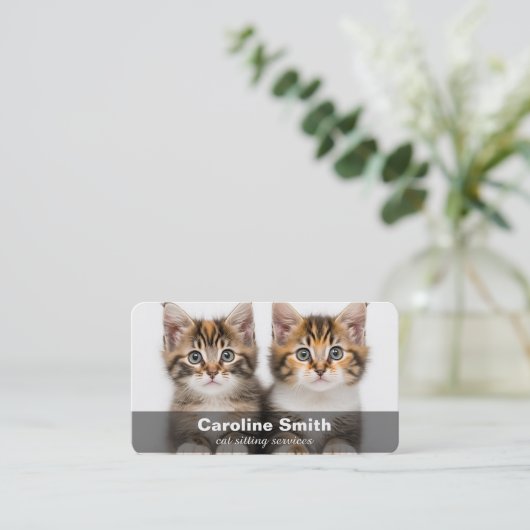 Cat Sitting / Cat Care Business Card Visitenkarte (Stehend Vorderseite)