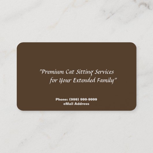 Cat Sitting / Cat Care Business Card Visitenkarte (Rückseite)