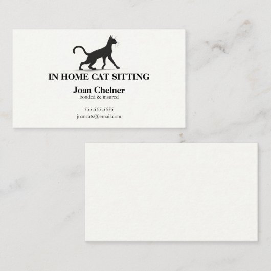 Cat Sitting Cat Services Visitenkarte (Vorne/Hinten)
