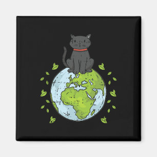 Cat Sitting Planet Erde Tag Umwelt Natur Magnet