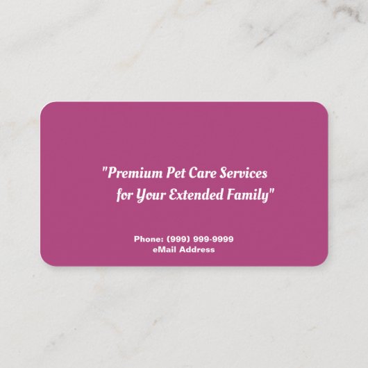 Cat Sitting Services Visitenkarte (Rückseite)