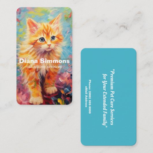 Cat Sitting Services Visitenkarte (Vorne/Hinten)